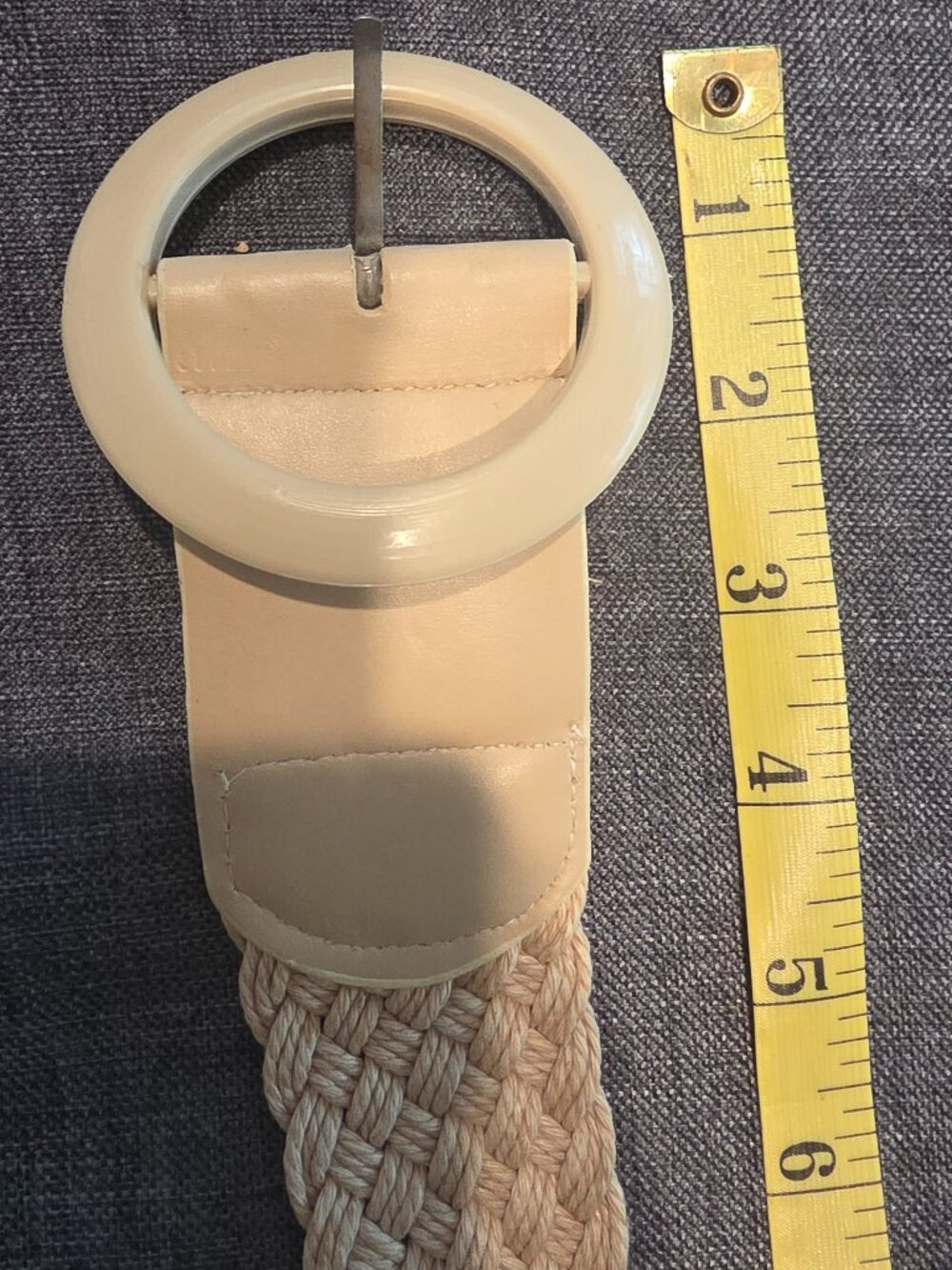 Tan/Cream Weave Belt - about 40" long